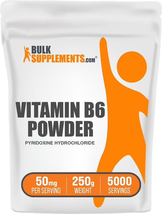 Pyridoxine HCl Powder - Vitamin B6 Supplement, 50mg Pyridoxine B6, Immune Support, Gluten Free - 250g