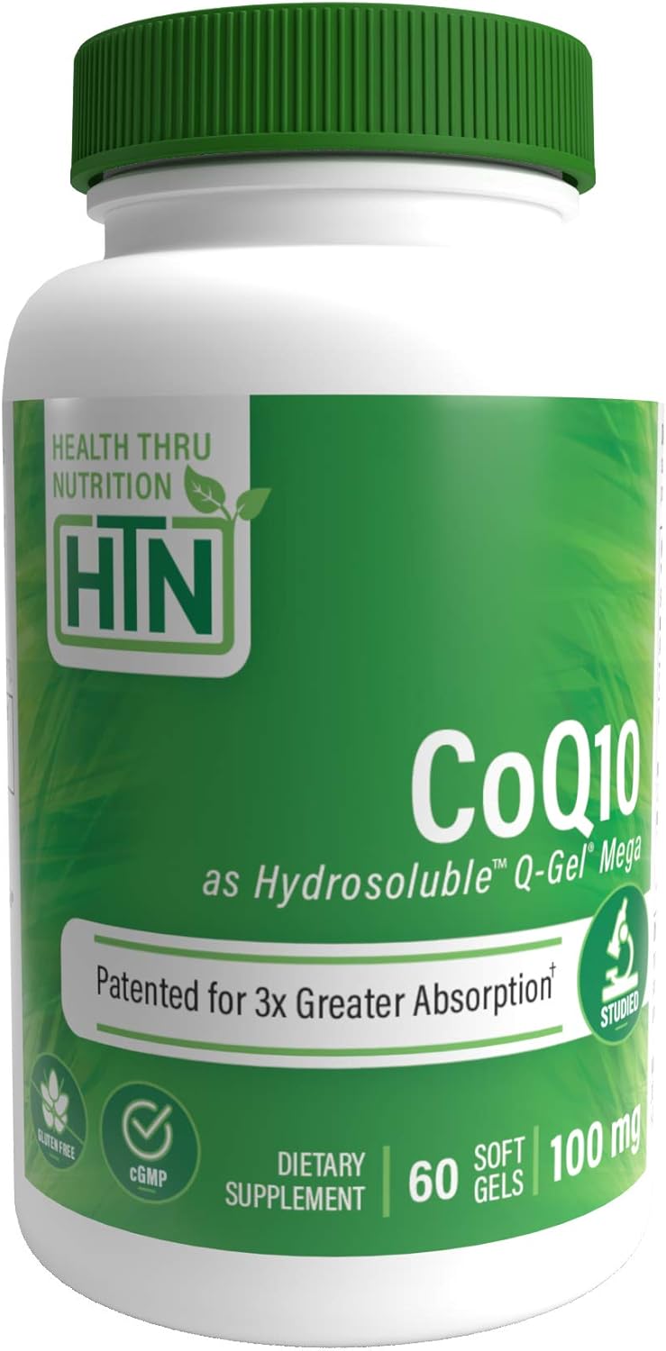 Q-Gel CoQ-10 100mg with Vitamin E Softgels - Enhanced Absorption Formula for Heart & Energy Support - 60 Count