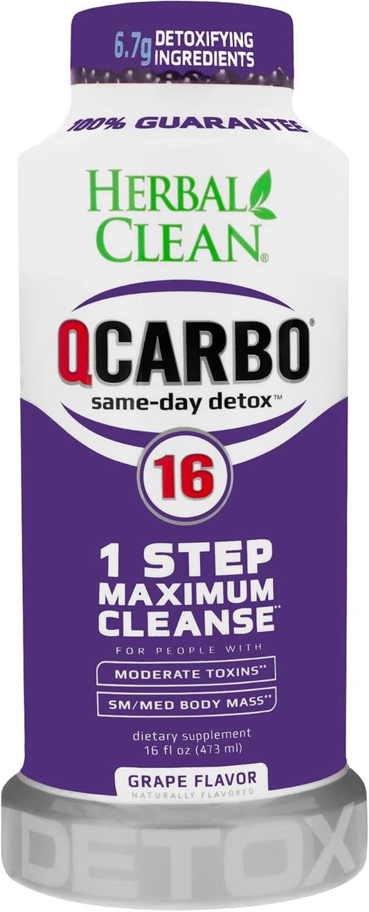 QCarbo16 Grape Flavor Detox Drink - Herbal Clean Same-Day Formula (16 fl oz)