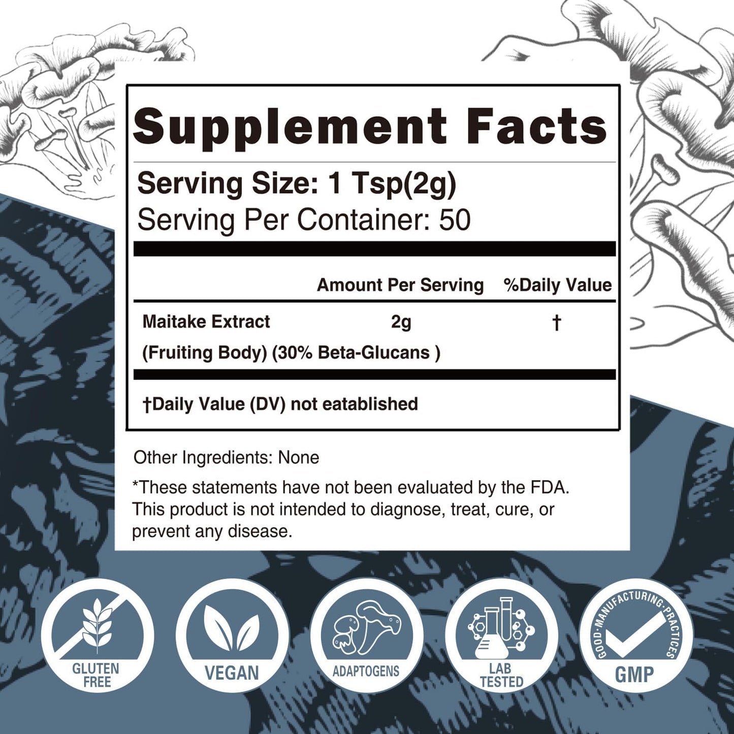 QIN SHAN TANG Maitake Mushroom Extract Powder - 100g, High Beta-glucans for Immune Support, Fruiting Body Supplement for Coffee & Smoothies