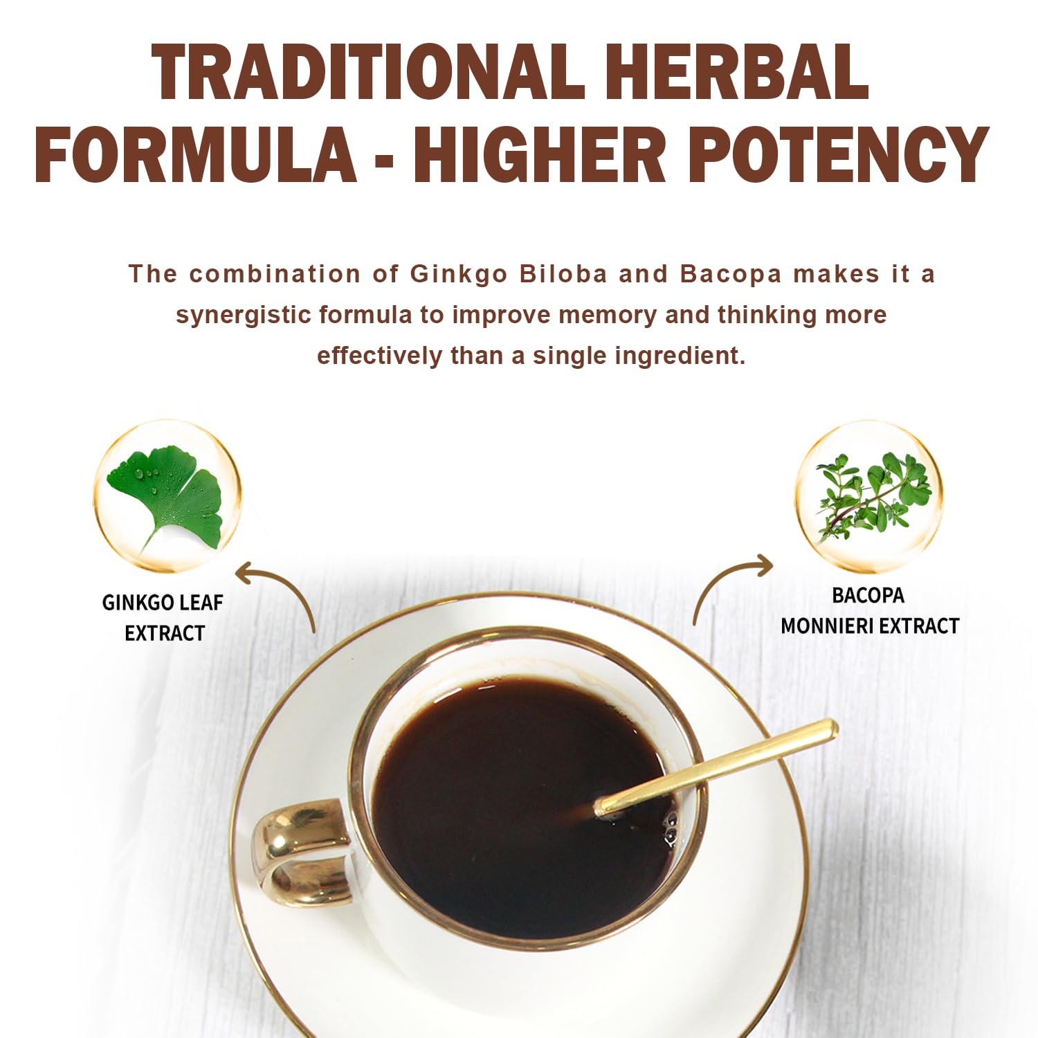 QIN SHAN TANG Traditional Mushroom Coffee with Lion's Mane and Ginkgo for Brain Focus, 24 Servings