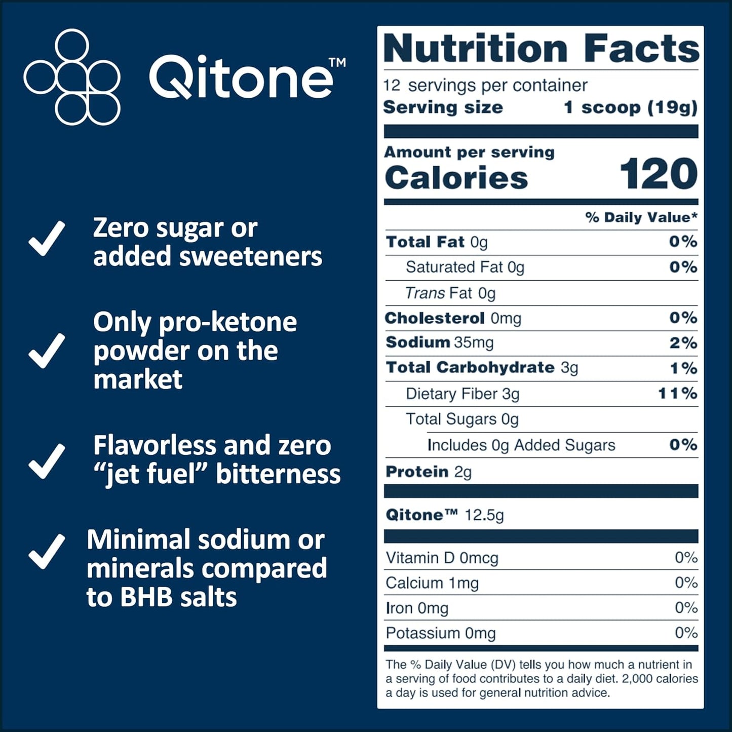 Qitone BHB Exogenous Ketones Powder - Ketone Ester Coffee Creamer Alternative for Rapid Ketosis, Brain Boost & Energy Boost - 0 Sugar, Unflavored - 12 Servings