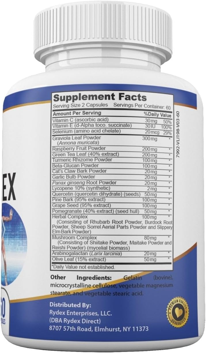 Qivaro Immune Complex Pro Health: Natural Immune System Booster Supplement with Vitamin C - Vegan & Non-GMO - 60 Capsules - Made in USA