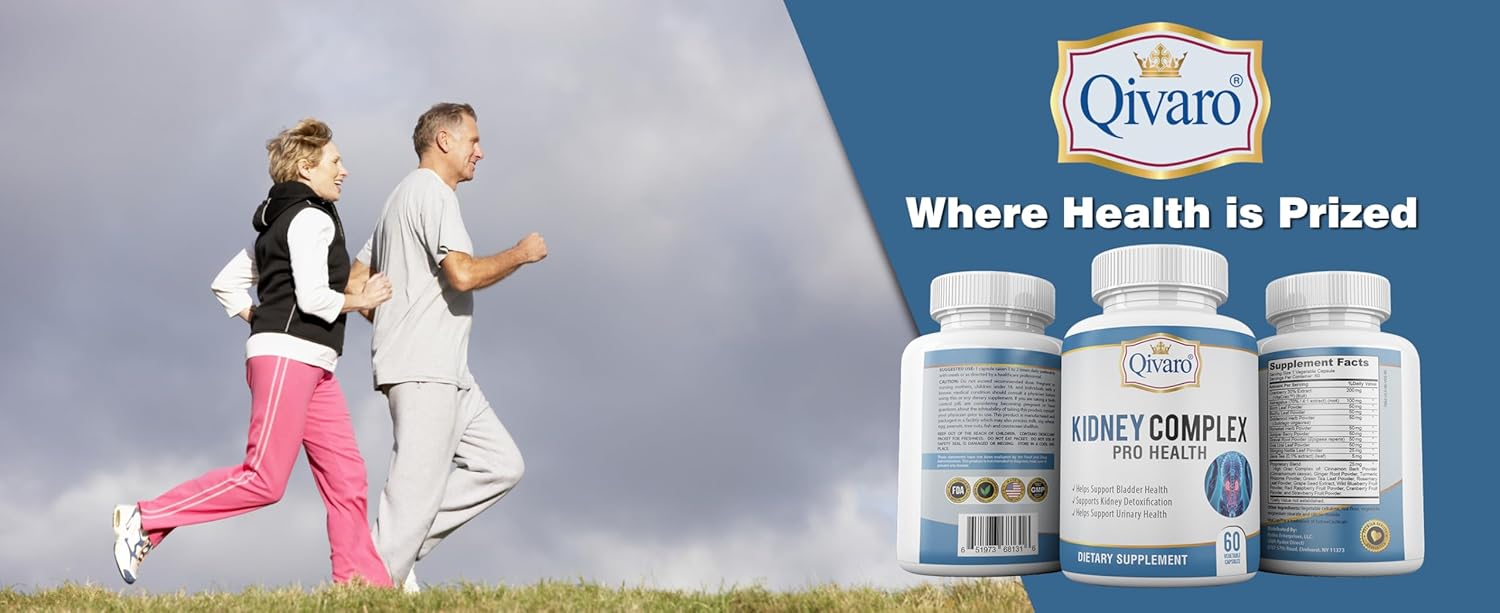 Qivaro Kidney Complex Pro-Health - Cranberry Extract Kidney Support Supplement - Promotes Healthy Kidneys & Urinary Tract - 60 Capsules