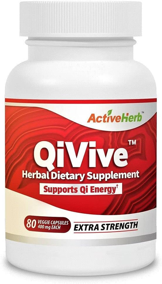 QiVive 400 mg Herbal Supplement - 80 Vegetarian Capsules for Energy & Vitality