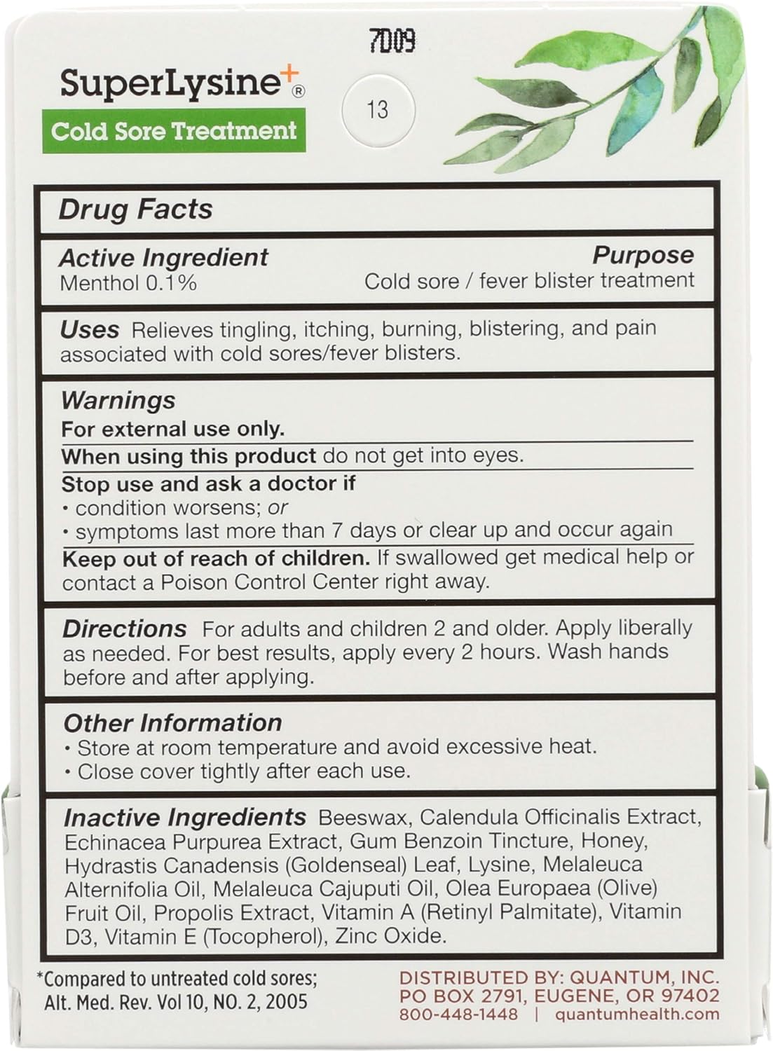 Quantum Health Lysine Cream - 0.25 Ounce, Natural Cold Sore Relief