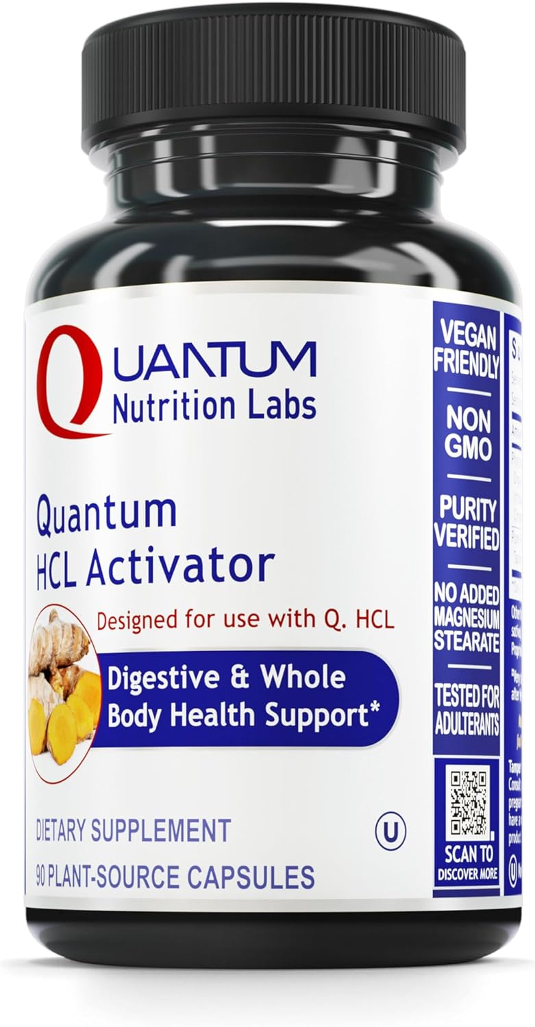 Quantum Nutrition Labs HCL Activator - Pepsin Enzymes Supplement for Men & Women - 90 Vegetarian Capsules for Digestive Support