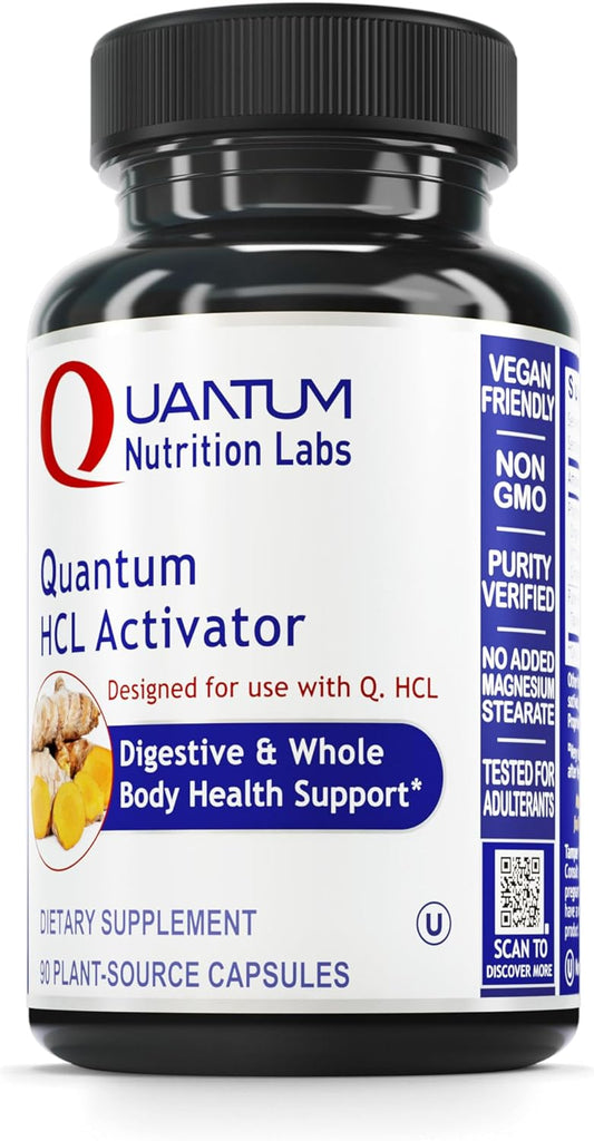 Quantum Nutrition Labs HCL Activator - Pepsin Enzymes Supplement for Men & Women - 90 Vegetarian Capsules for Digestive Support