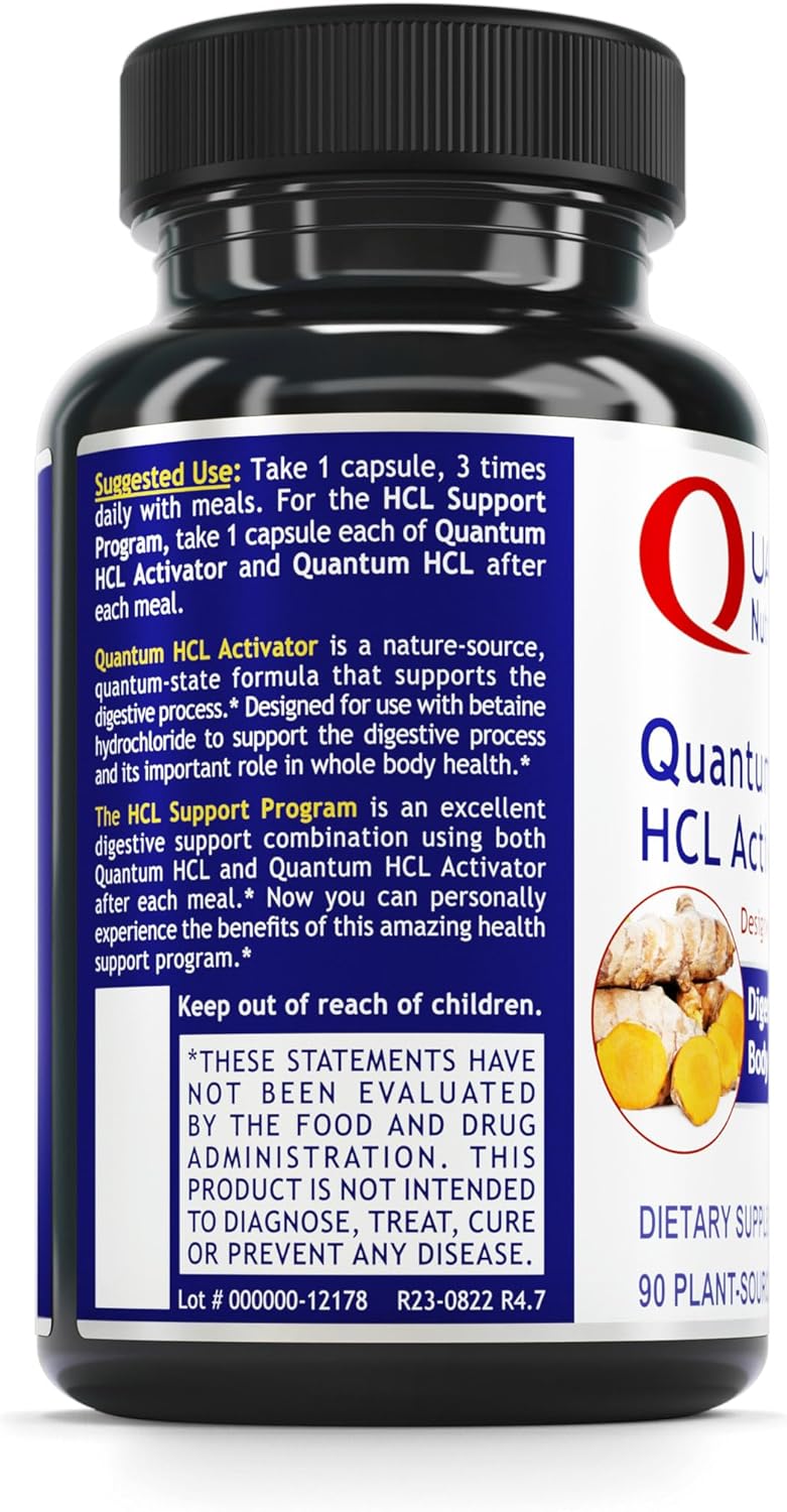 Quantum Nutrition Labs HCL Activator - Pepsin Enzymes Supplement for Men & Women - 90 Vegetarian Capsules for Digestive Support