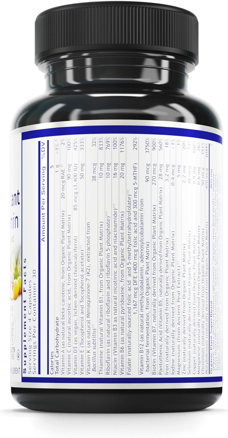 Quantum Nutrition QNL Quantum Plant Multi-Vitamin - 120 Plant-Source Capsules - Immune Support for Men & Women - Natural Complete Multivitamin