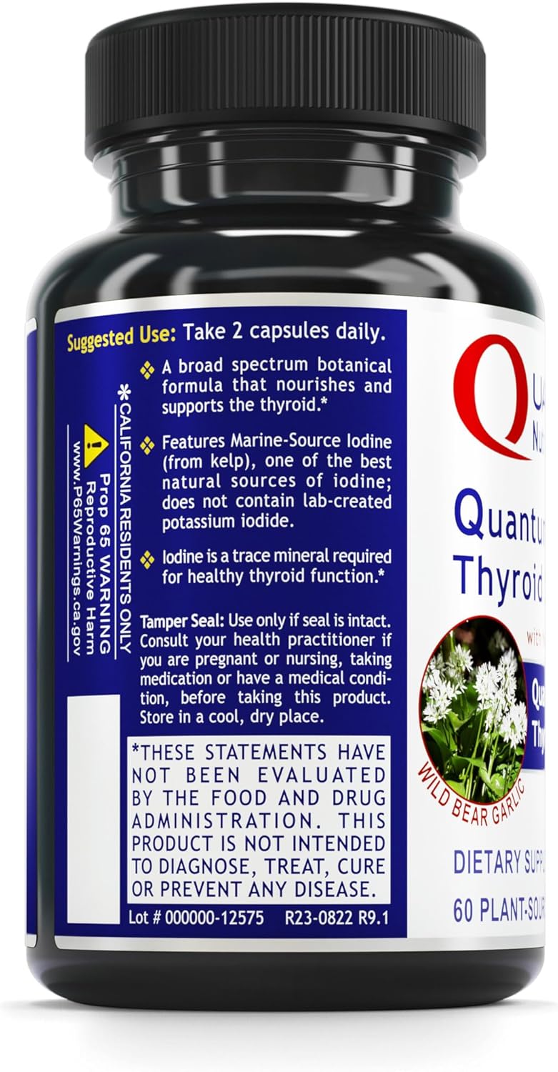 Quantum Nutrition QNL Thyroid Support Supplement - Supports Hormonal Balance - Vegan Capsules with Iodine - 60 Plant-Based Capsules for Men & Women