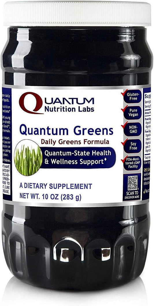 Quantum Organic Greens Superfood Powder - Nutrient-Rich Greens Powder for Men & Women, Supports Nutrition, Spinach, Alfalfa, Chlorella - 10 oz