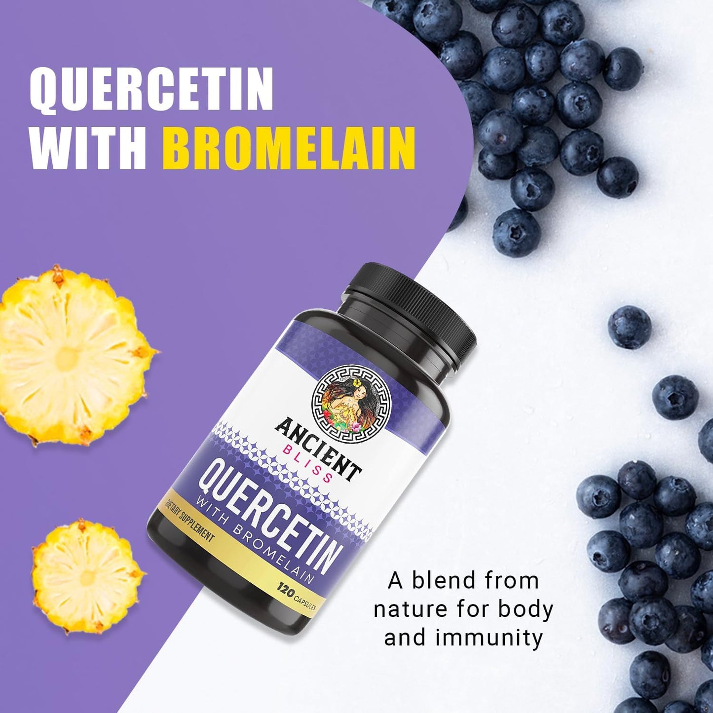 Quercetin 1000mg with Bromelain 200mg - Immune, Joint, & Respiratory Support - 120 Capsules