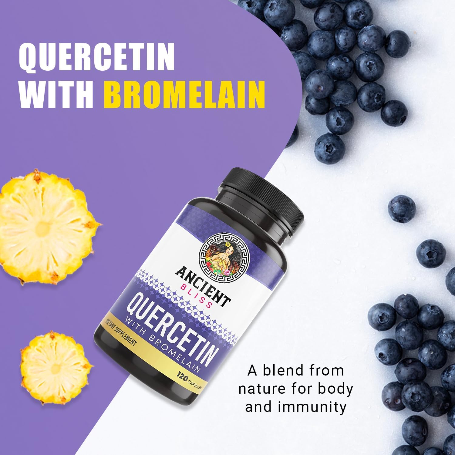 Quercetin 1000mg with Bromelain 200mg - Immune, Joint, & Respiratory Support - 120 Capsules