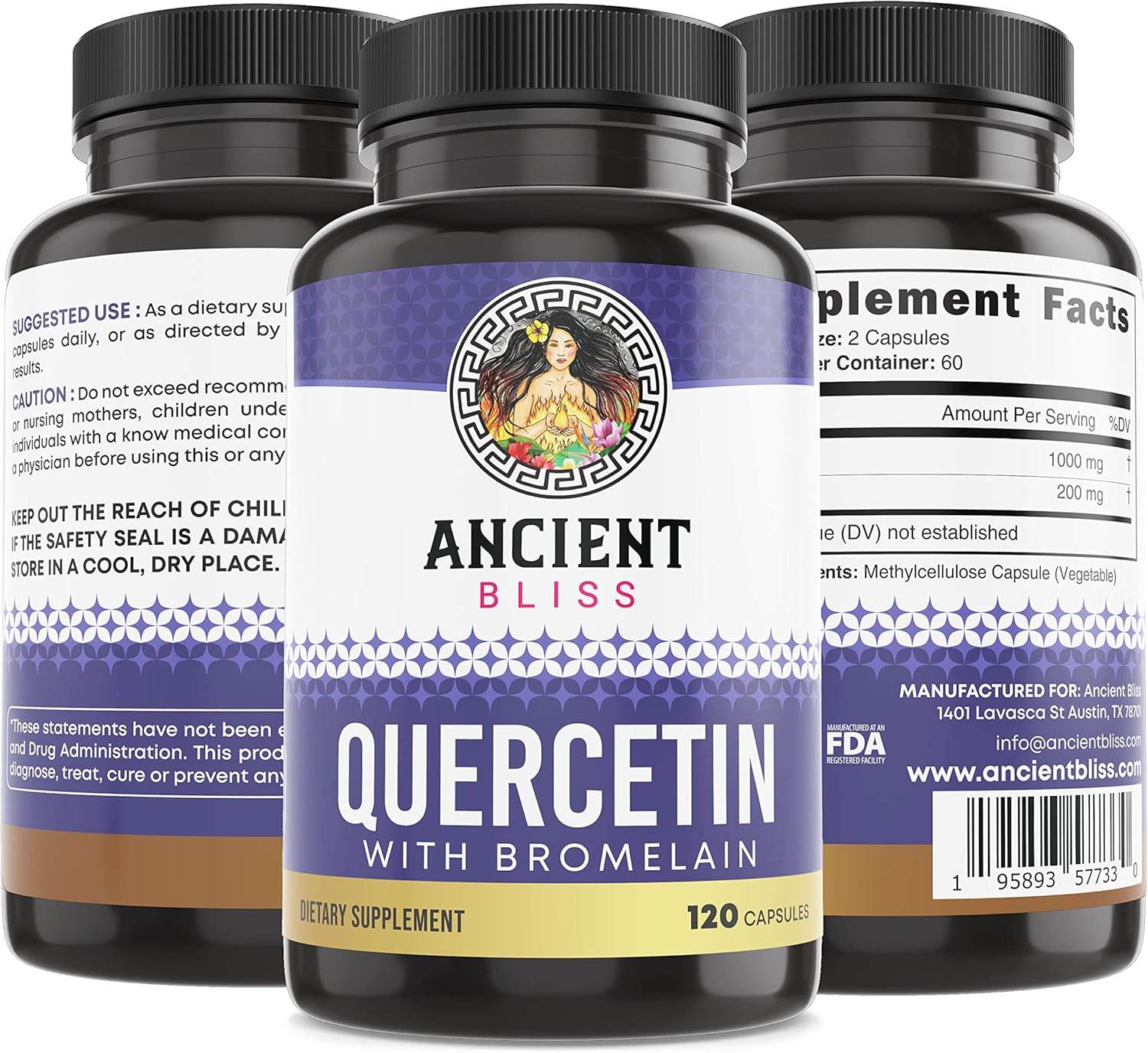 Quercetin 1000mg with Bromelain 200mg - Immune, Joint, & Respiratory Support - 120 Capsules