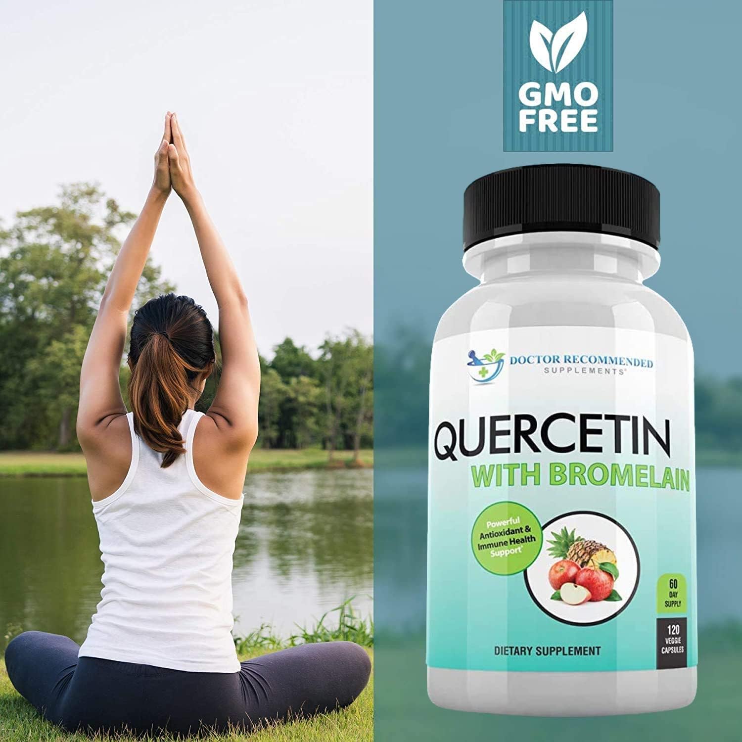 Quercetin 800mg with Bromelain 165mg - 120 Veggie Capsules - Doctor Recommended Bioflavonoids Supplement - Gluten Free, Non-GMO - Pack of 3 - BoostGo Australia