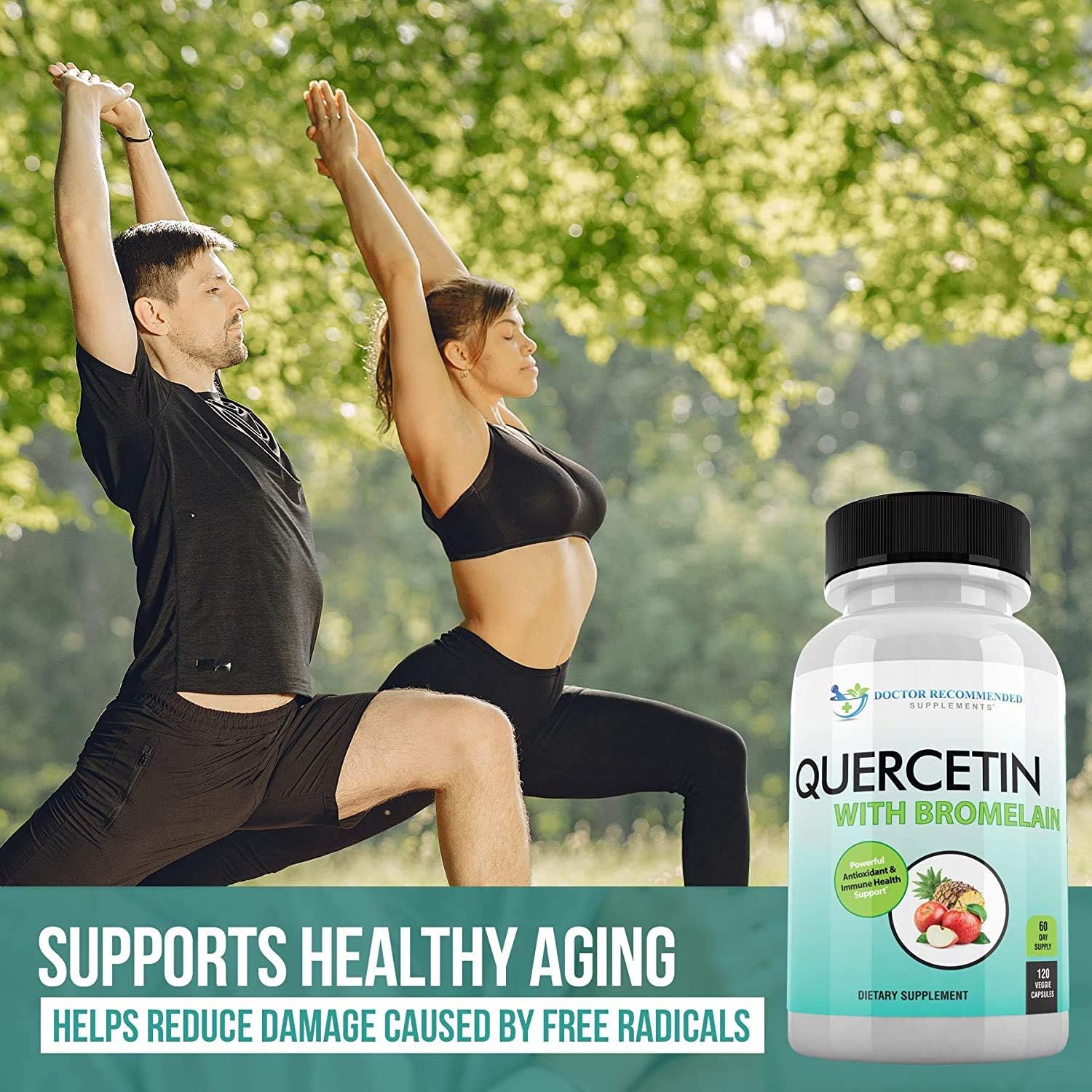 Quercetin 800mg with Bromelain 165mg - 120 Veggie Capsules - Doctor Recommended Bioflavonoids Supplement - Gluten Free, Non-GMO - Pack of 3 - BoostGo Australia