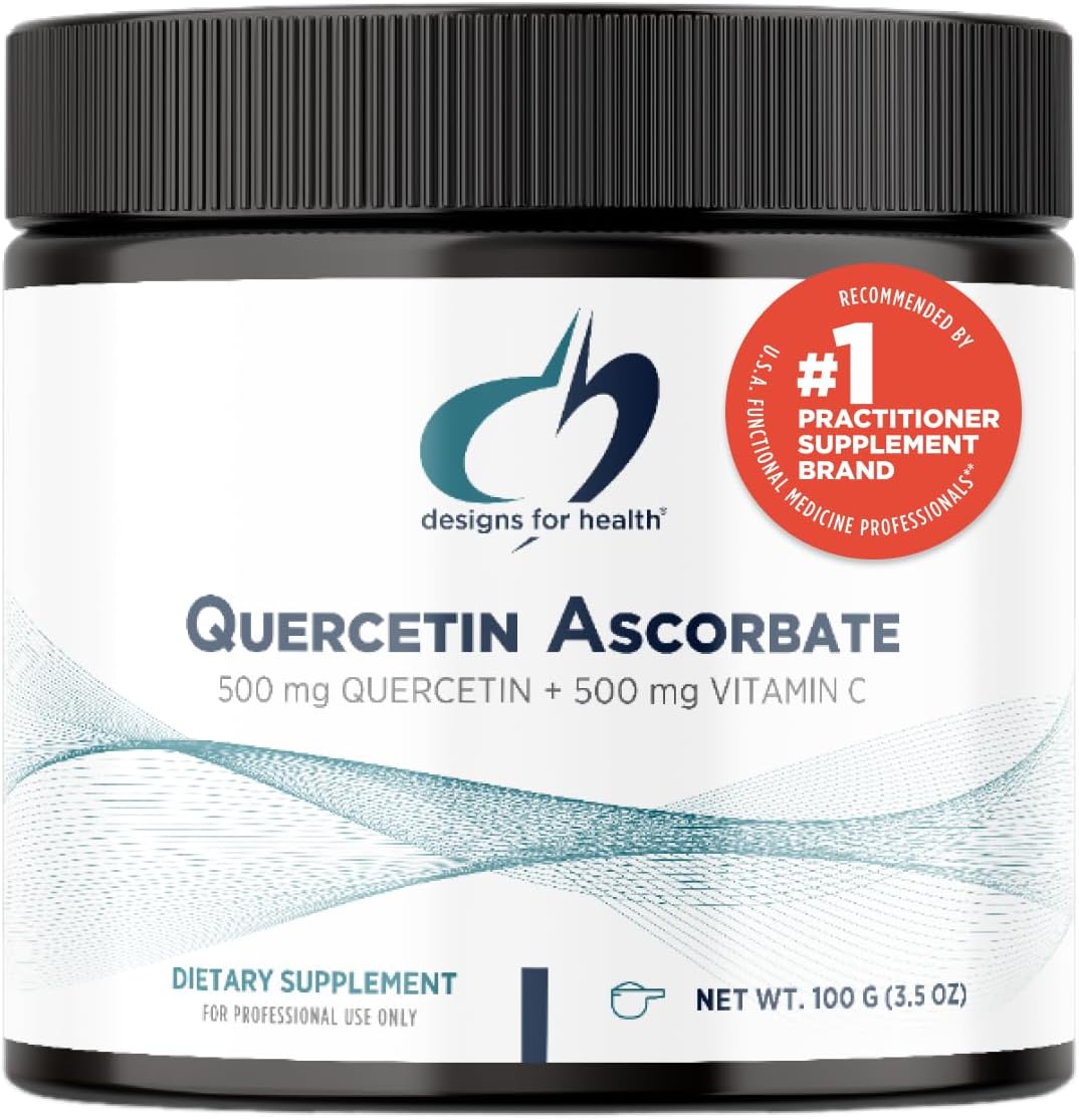 Quercetin-Ascorbate Powder - 500mg Antioxidant Supplement with Vitamin C for Normal Histamine Response - Vegan Friendly Drink Mix (100 Servings)