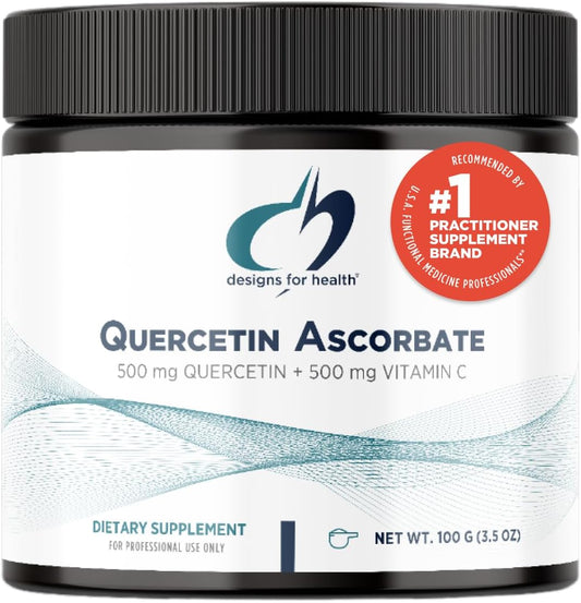 Quercetin-Ascorbate Powder - 500mg Antioxidant Supplement with Vitamin C for Normal Histamine Response - Vegan Friendly Drink Mix (100 Servings)