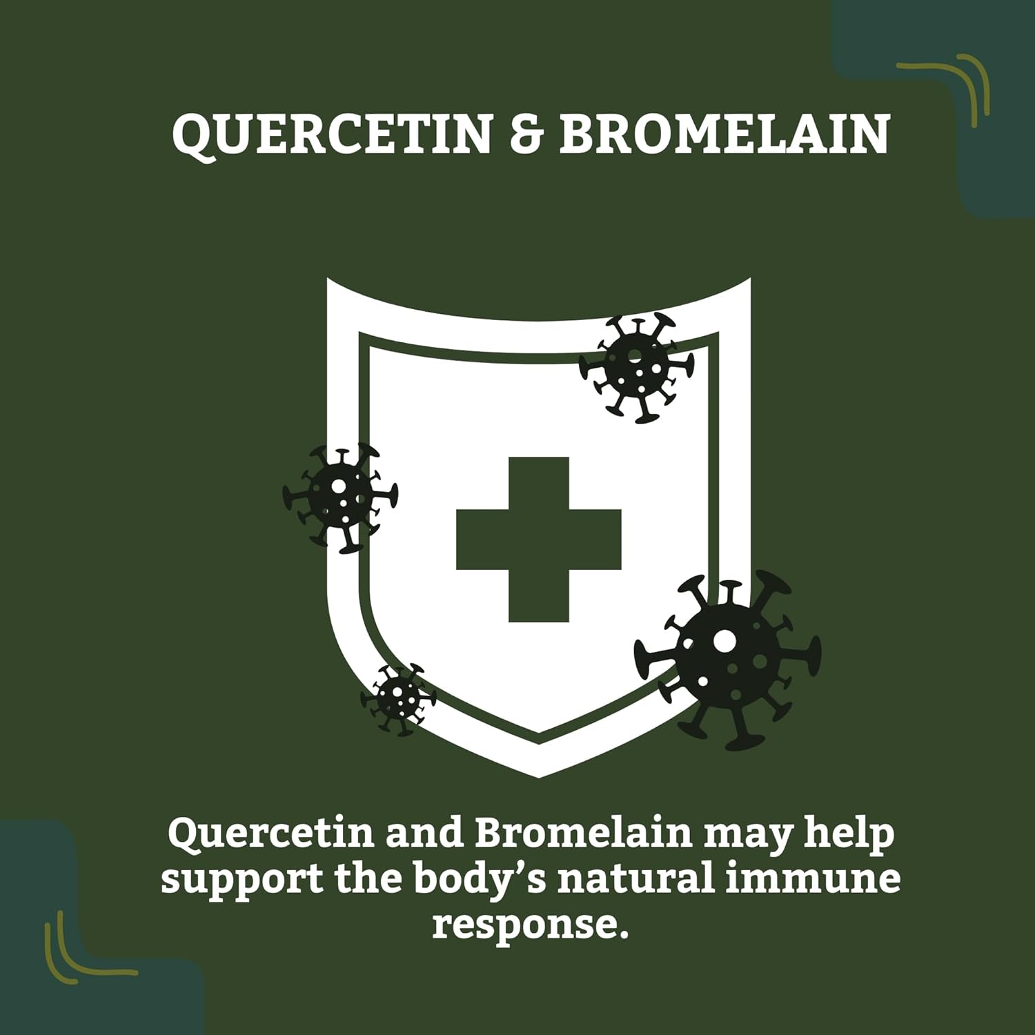 Quercetin Bromelain Supplement for Respiratory Health & Immune Support - 60 Capsules, 1000mg Quercetin + 200mg Bromelain, Non-GMO, Vegan, Gluten Free