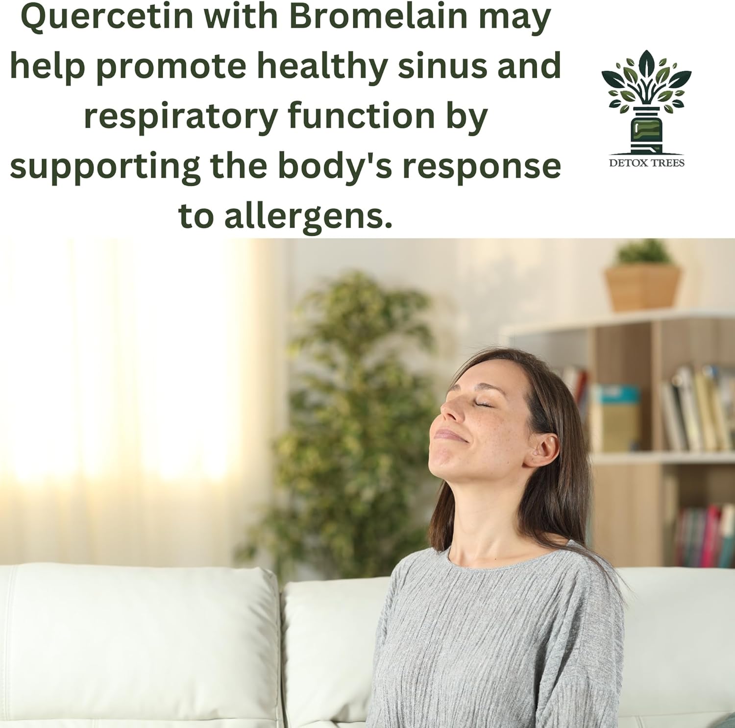 Quercetin Bromelain Supplement for Respiratory Health & Immune Support - 60 Capsules, 1000mg Quercetin + 200mg Bromelain, Non-GMO, Vegan, Gluten Free