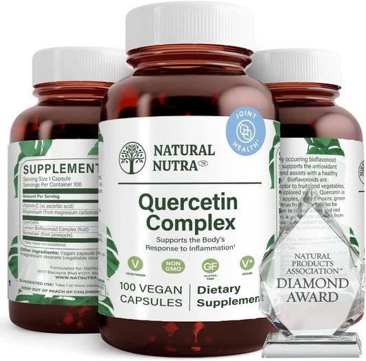 Quercetin Complex with Bromelain, Vitamin C & Citrus Bioflavonoids for Immune Support & Liver Health - 100 Vegan Capsules