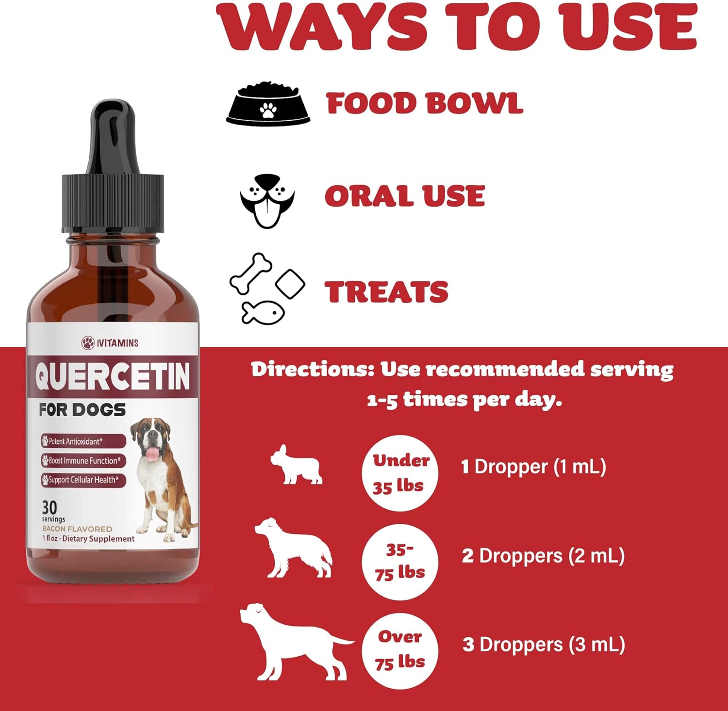 Quercetin Dog Allergy Relief Supplements - Bacon Flavored Chewable for Dogs (1 Pack)