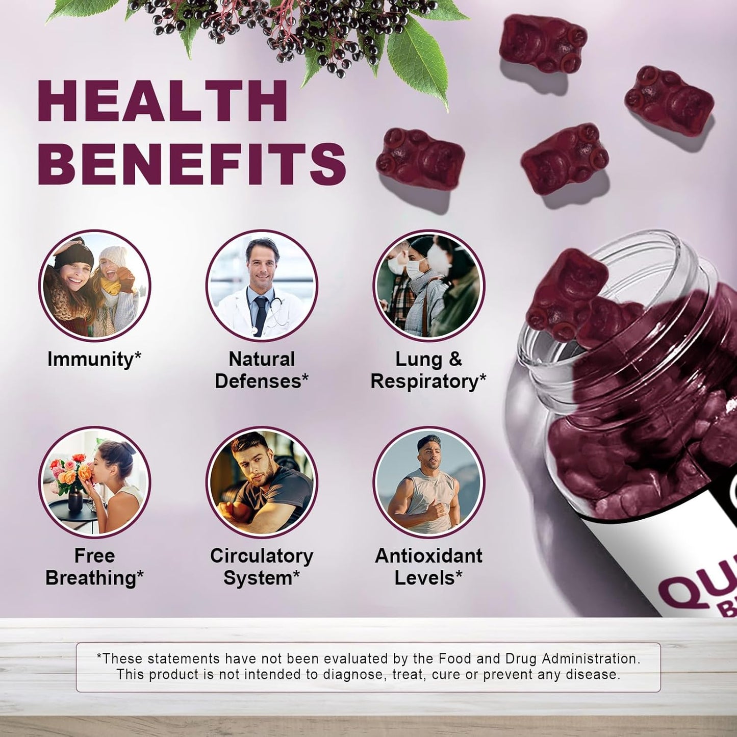 Quercetin Gummies with Bromelain & Elderberry - Immune Support Complex with Zinc, Vitamin C, D3, K2 - 2 Pack, 2378mg