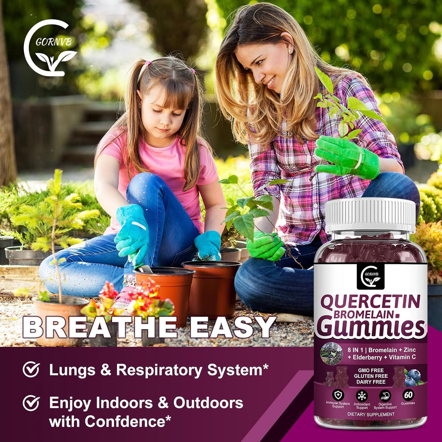 Quercetin Gummies with Bromelain & Elderberry - Immune Support Complex with Zinc, Vitamin C, D3, K2 - 2 Pack, 2378mg