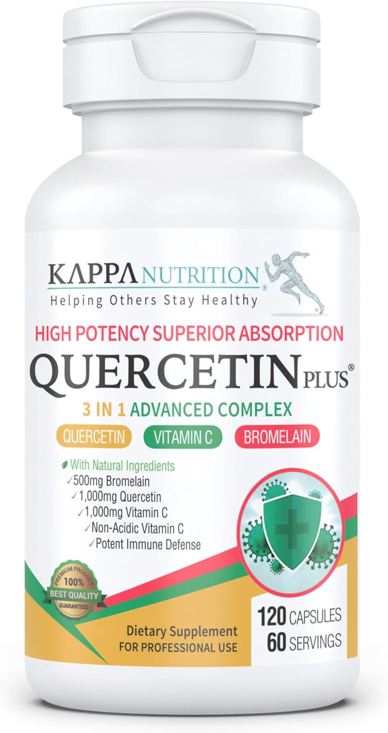 Quercetin Plus with Vitamin C and Bromelain Capsules - Immune, Cardiovascular, and Respiratory Health Support, Allergy Relief - 120 Count