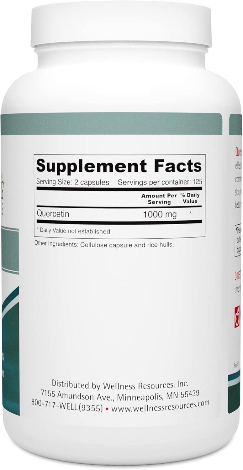 Quercetin Supplement for Immune, Sinus, and Allergy Support - 1000mg per Serving - Vegan, Non-GMO - 250 Capsules