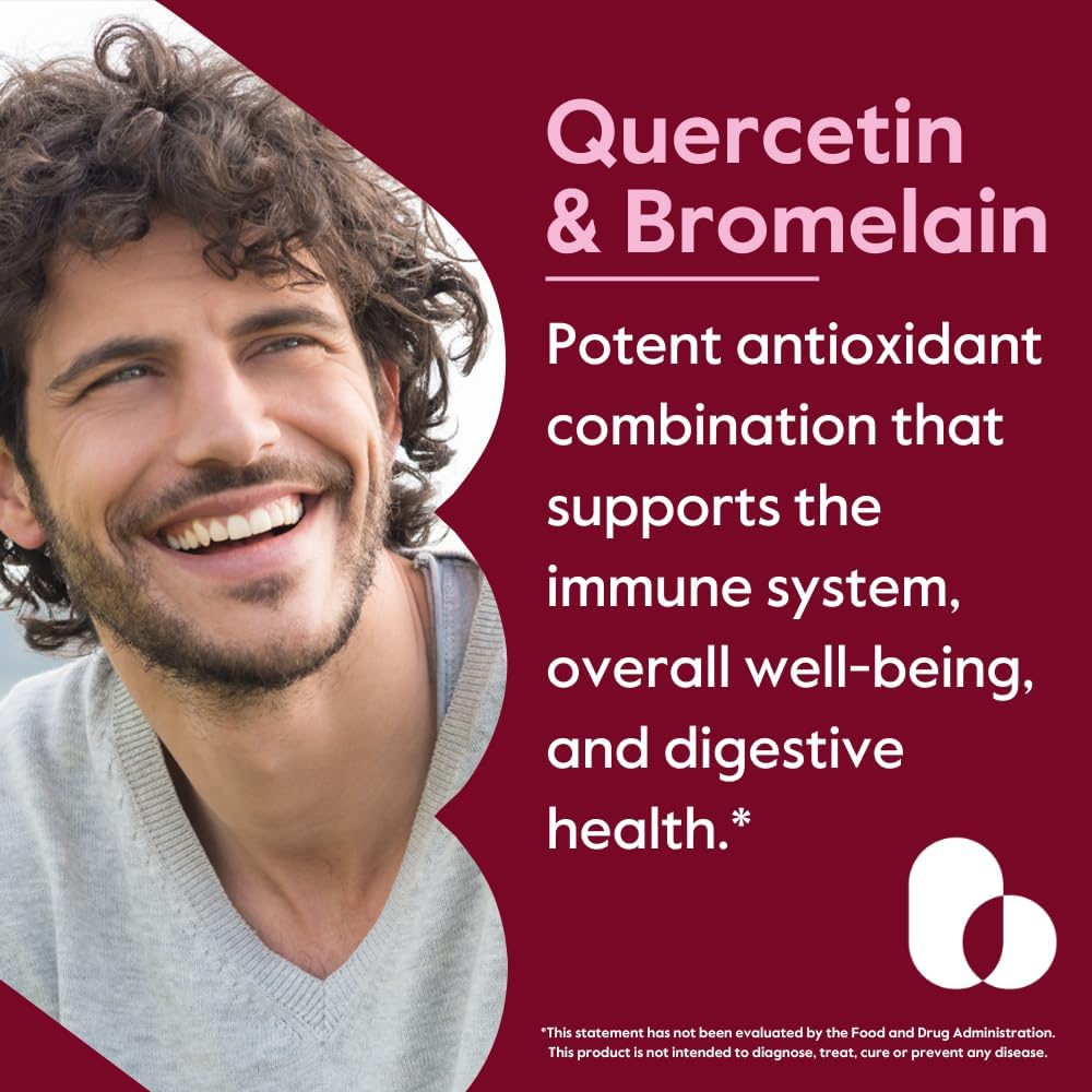 Quercetin with Bromelain 500mg/250mg (120 Veg Caps) - Vegan, Non-GMO, Gluten-Free - No Stearates or Silicon Dioxide