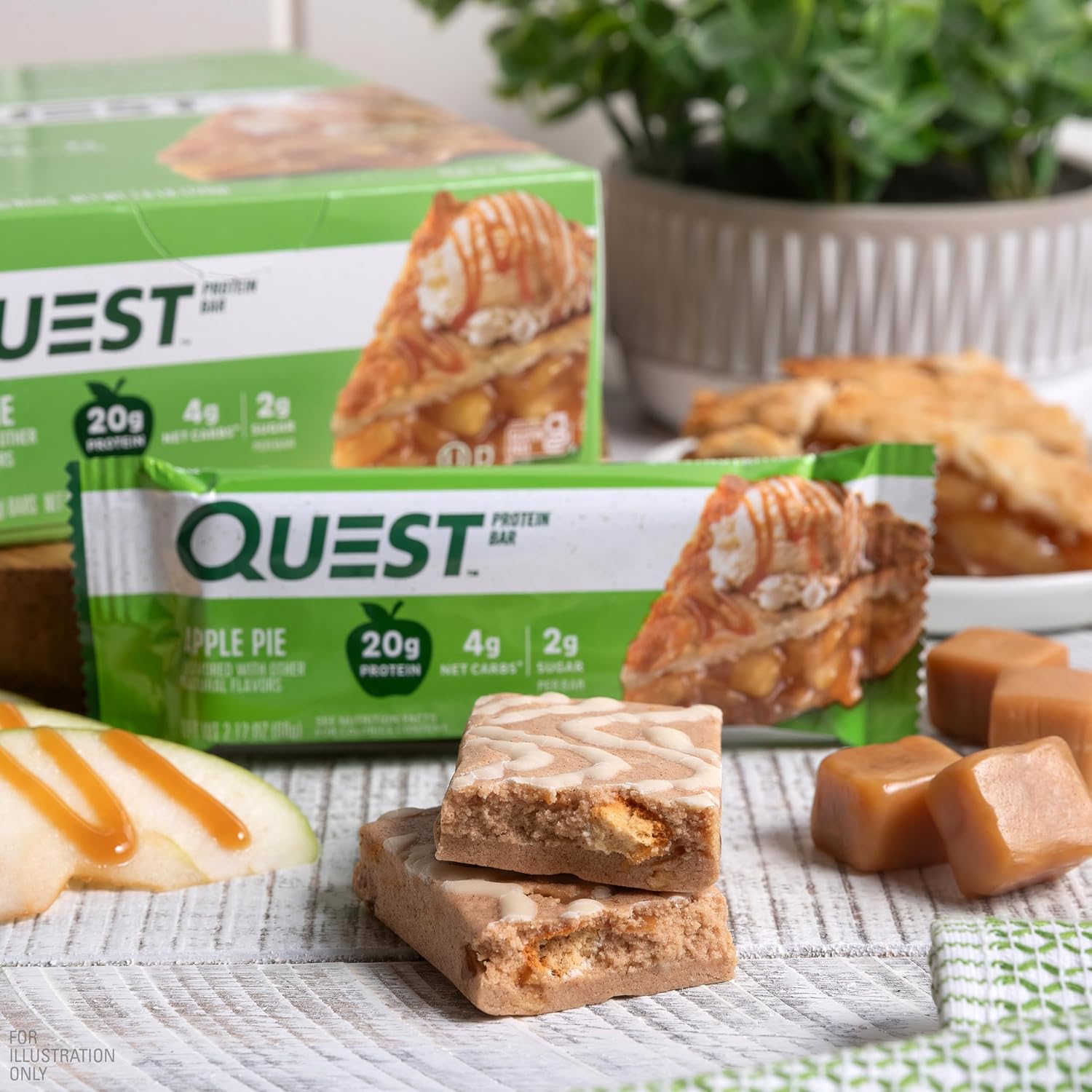 Quest Nutrition Apple Pie Protein Bar - Gluten Free, Keto Friendly, 20g Protein, 4g Net Carbs, 2g Sugar - 12 Count