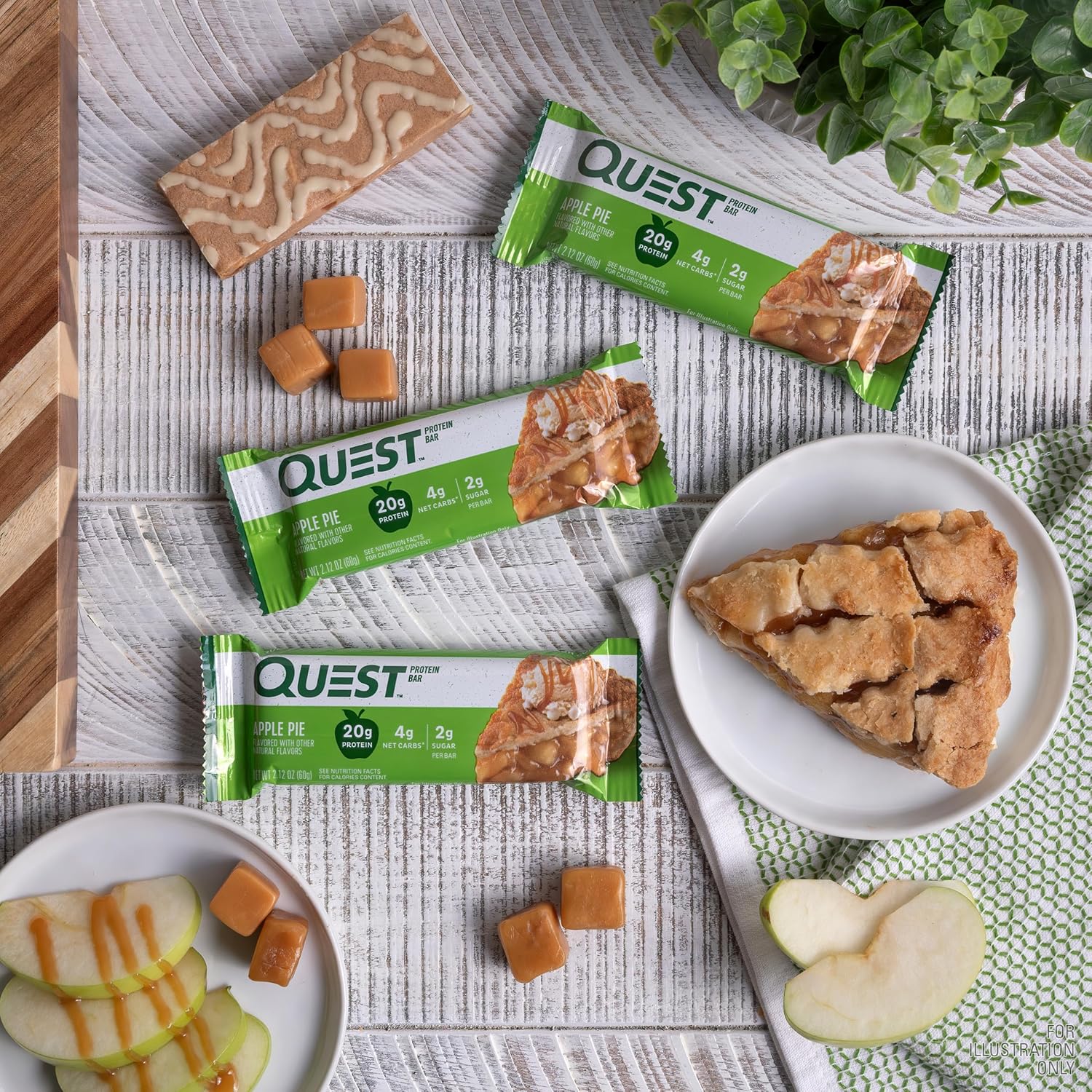 Quest Nutrition Apple Pie Protein Bar - Gluten Free, Keto Friendly, 20g Protein, 4g Net Carbs, 2g Sugar - 12 Count