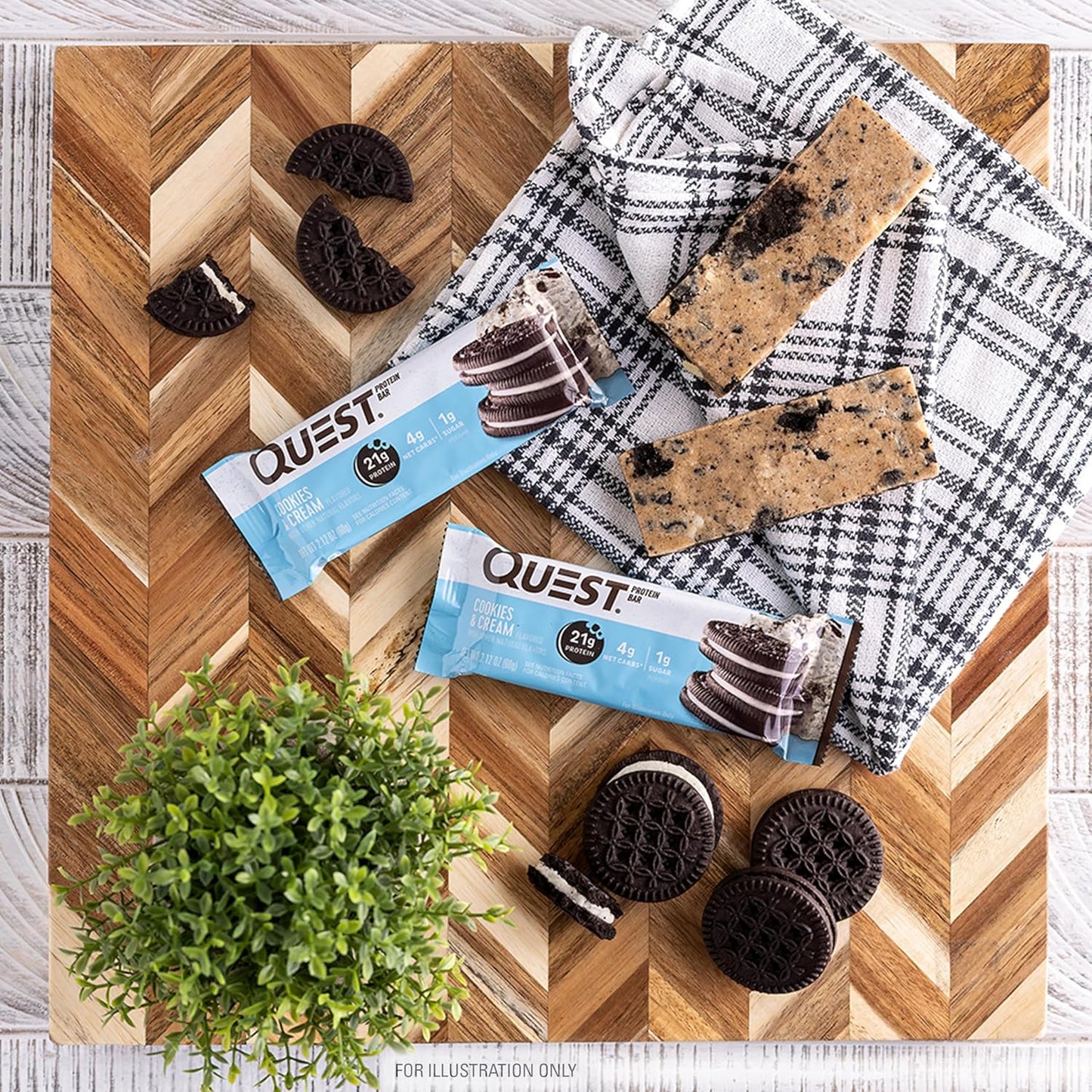 Quest Nutrition Cookies & Cream Protein Bars - High Protein, Low Sugar, Low Carb, Gluten Free, Keto Friendly - 12 Bars