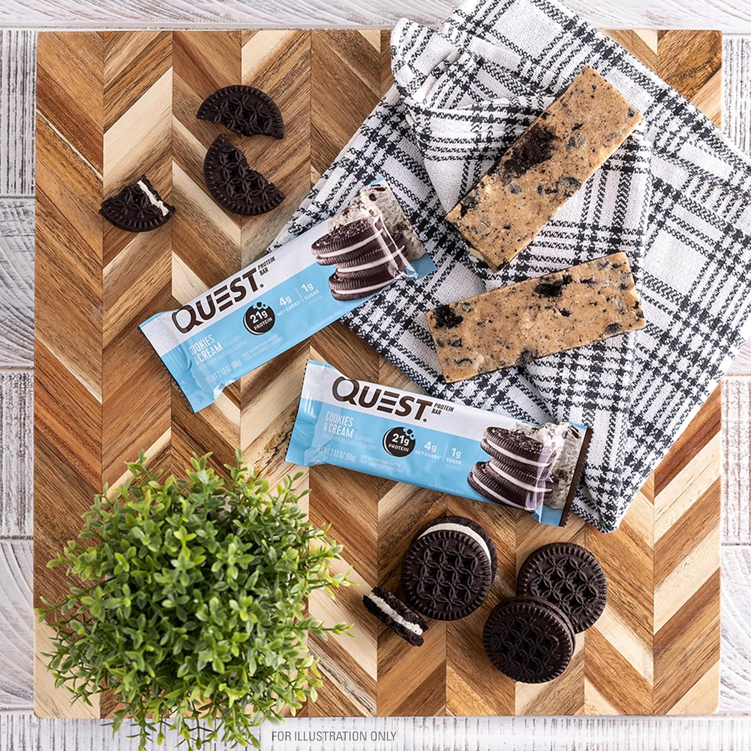 Quest Nutrition Cookies & Cream Protein Bars - High Protein, Low Sugar, Low Carb, Gluten Free, Keto Friendly - 12 Bars