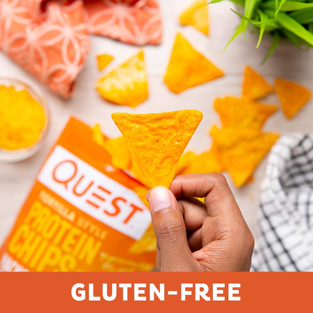 Quest Nutrition Nacho Cheese Tortilla Style Protein Chips - 18g Protein, 4g Net Carb, Low Carb, Gluten Free - 1.1 oz (12 Pack)