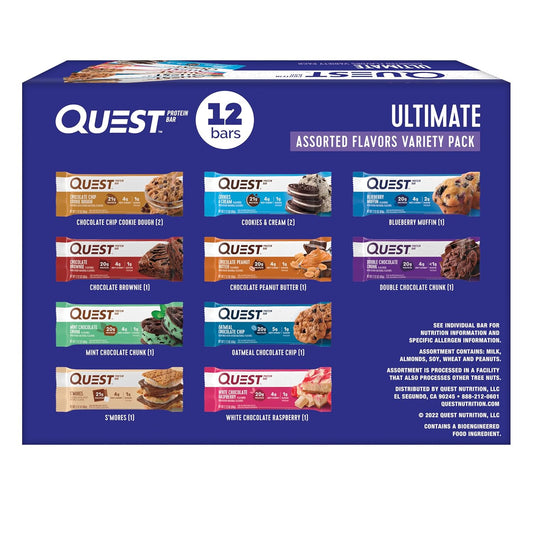 Quest Nutrition Ultimate Variety Pack Protein Bars - High Protein, Low Carb, Gluten Free, Keto Friendly - 12 Bars - BoostGo Australia