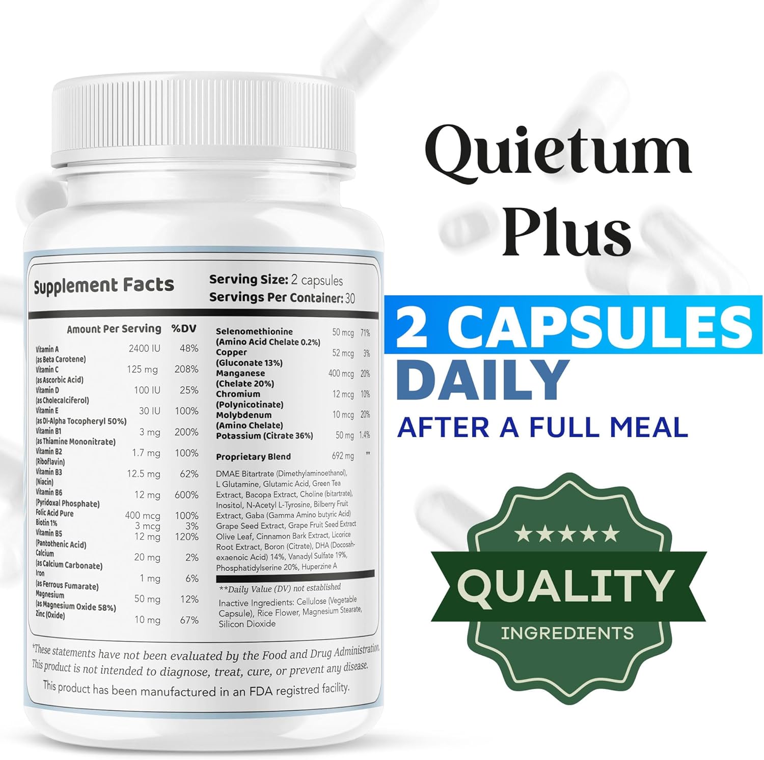 Quietum Plus 1 Pack - Advanced Formula for Better Hearing - 60 Capsules for 30 Days - Original Reviews