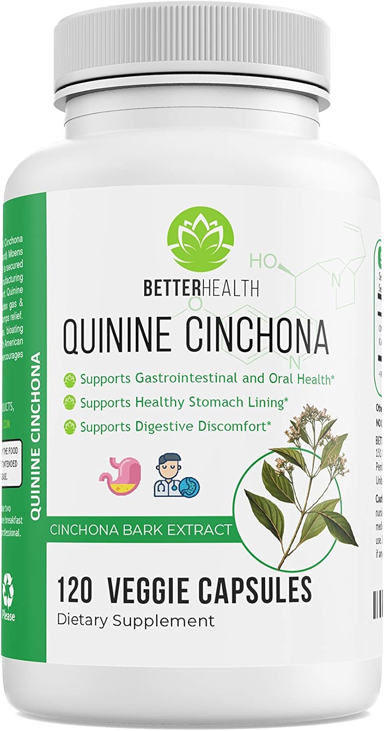 Quinine Cinchona Bark Extract Herbal Supplement for Immune Support, Leg Cramp Relief - 500 mg, 120 Capsules