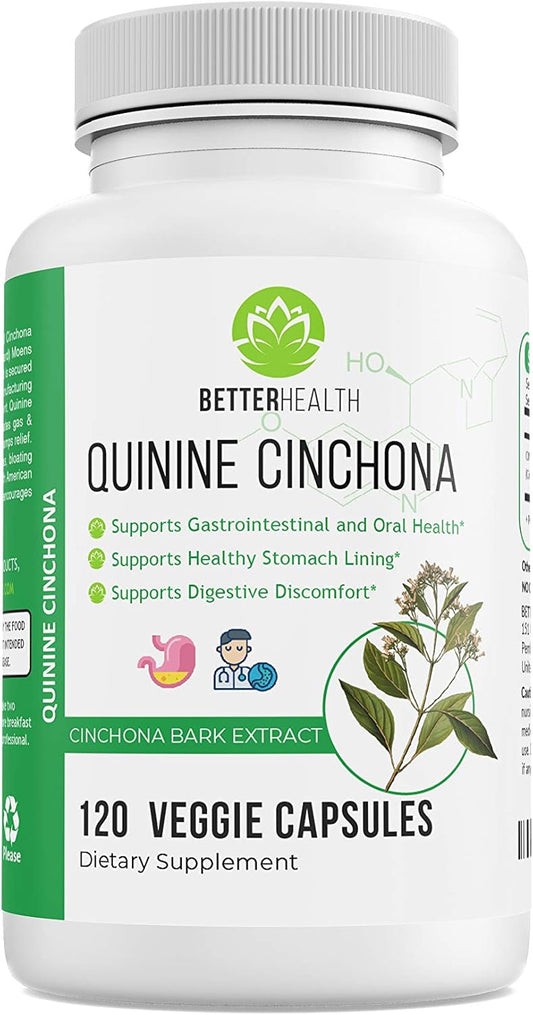Quinine Cinchona Bark Extract Herbal Supplement for Immune Support, Leg Cramp Relief - 500 mg, 120 Capsules