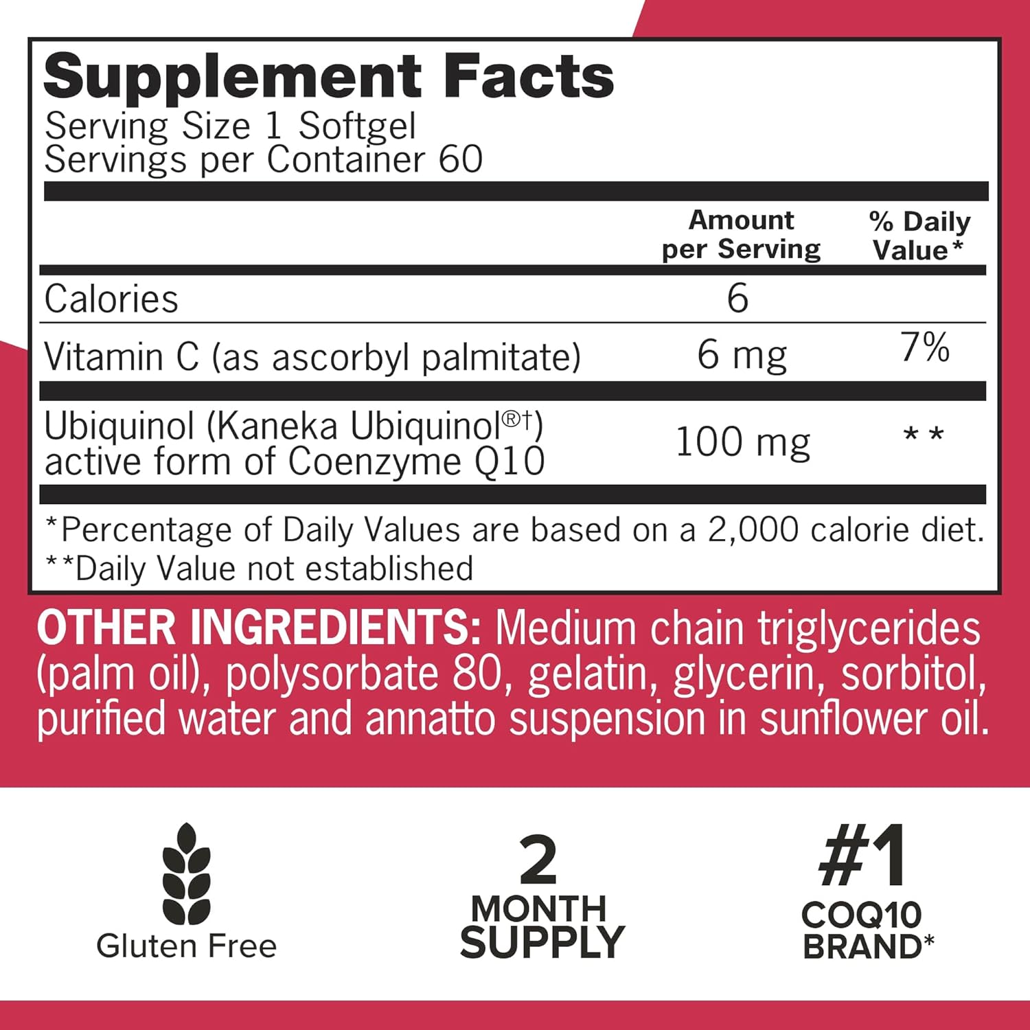 Qunol Mega Ubiquinol CoQ10 100mg Softgels - Superior Absorption for Heart Health - 2 Month Supply - 60 Count