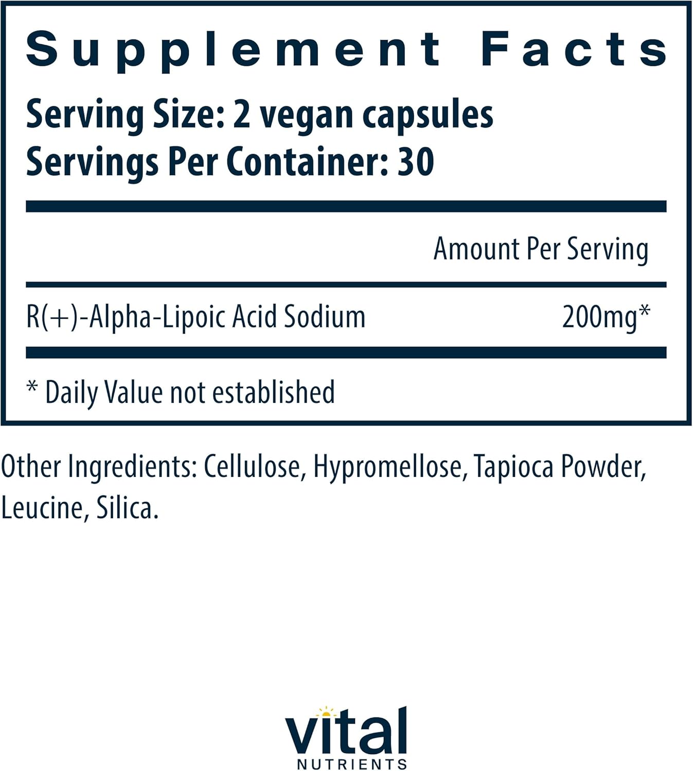 R-Lipoic Acid Supplement for Healthy Metabolism and Energy - 60 Capsules | Gluten, Dairy, Soy Free | Non-GMO Antioxidant