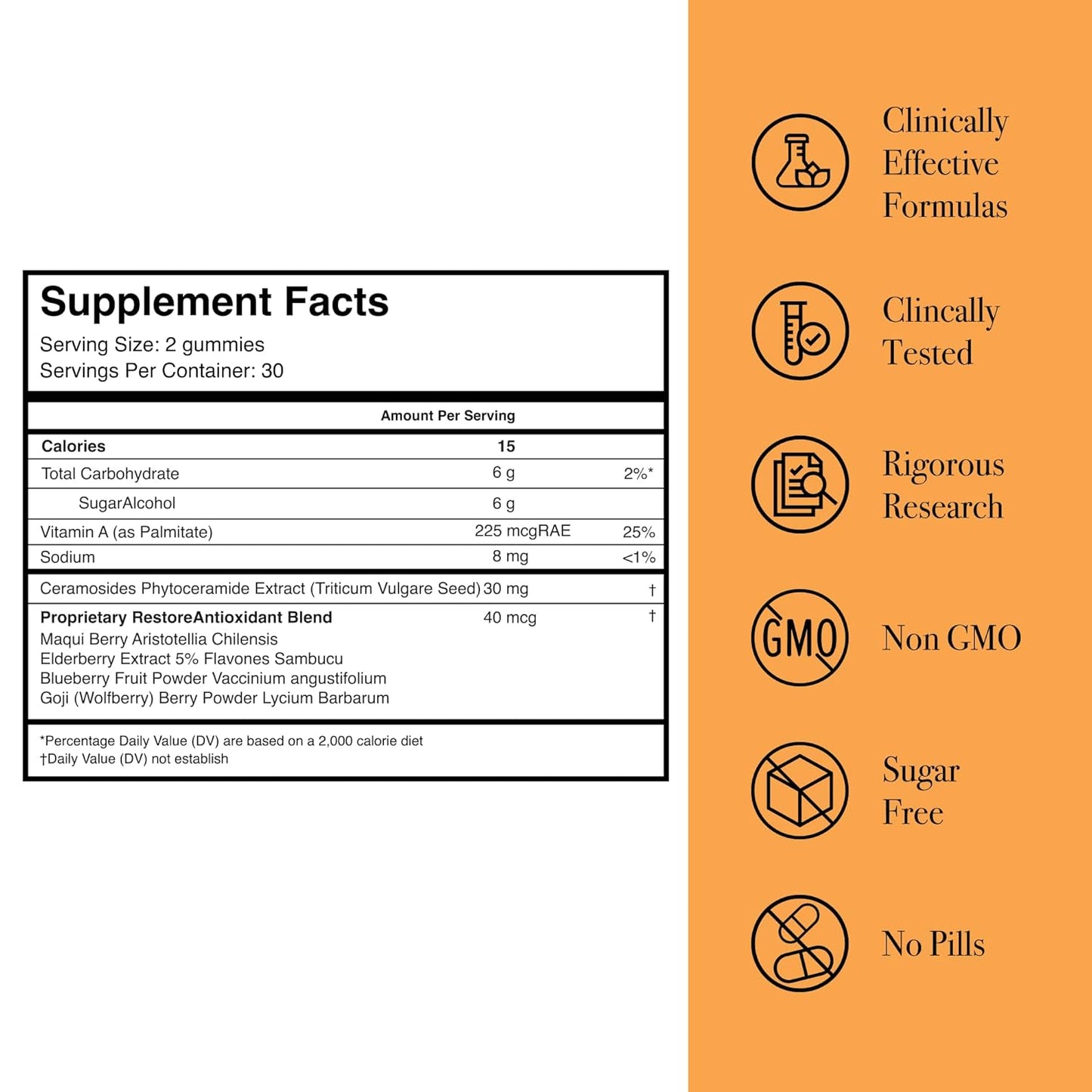 Radiant Skin Beauty Gummies with Vitamin A, C, E - Glotrition Afterglo Supplement - 60 Gummies - Improve Skin Elasticity & Smoothness