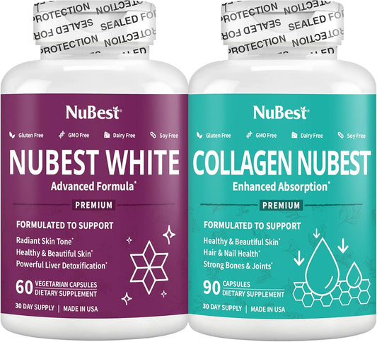 Radiant Skin Bundle: Antioxidant & Detox Supplements - NuBest White & Collagen NuBest for Skin, Hair, Nail Support
