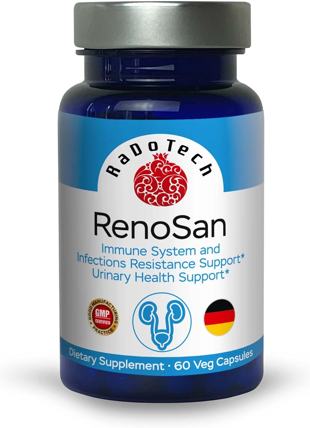 RaDoTech RenoSan: Kidney Cleanse & Immune Support with Olive Leaf Extract - 60 Veg Capsules for Overall Well-Being