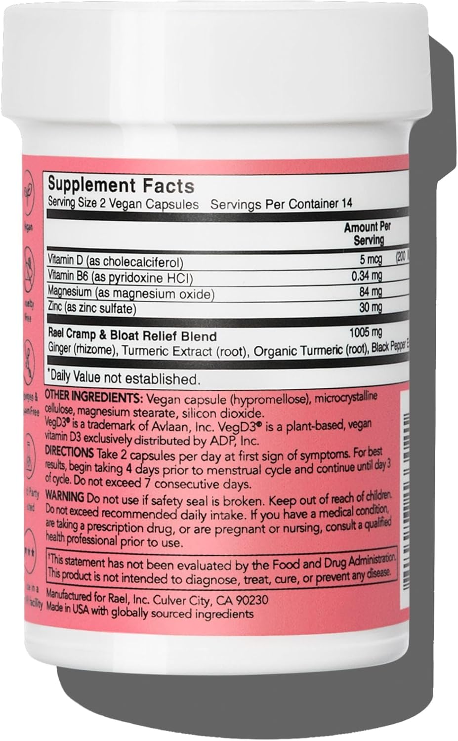 Rael PMS Supplement & Herbal Heating Patches Bundle (28 Capsules, 8 Large Patches)