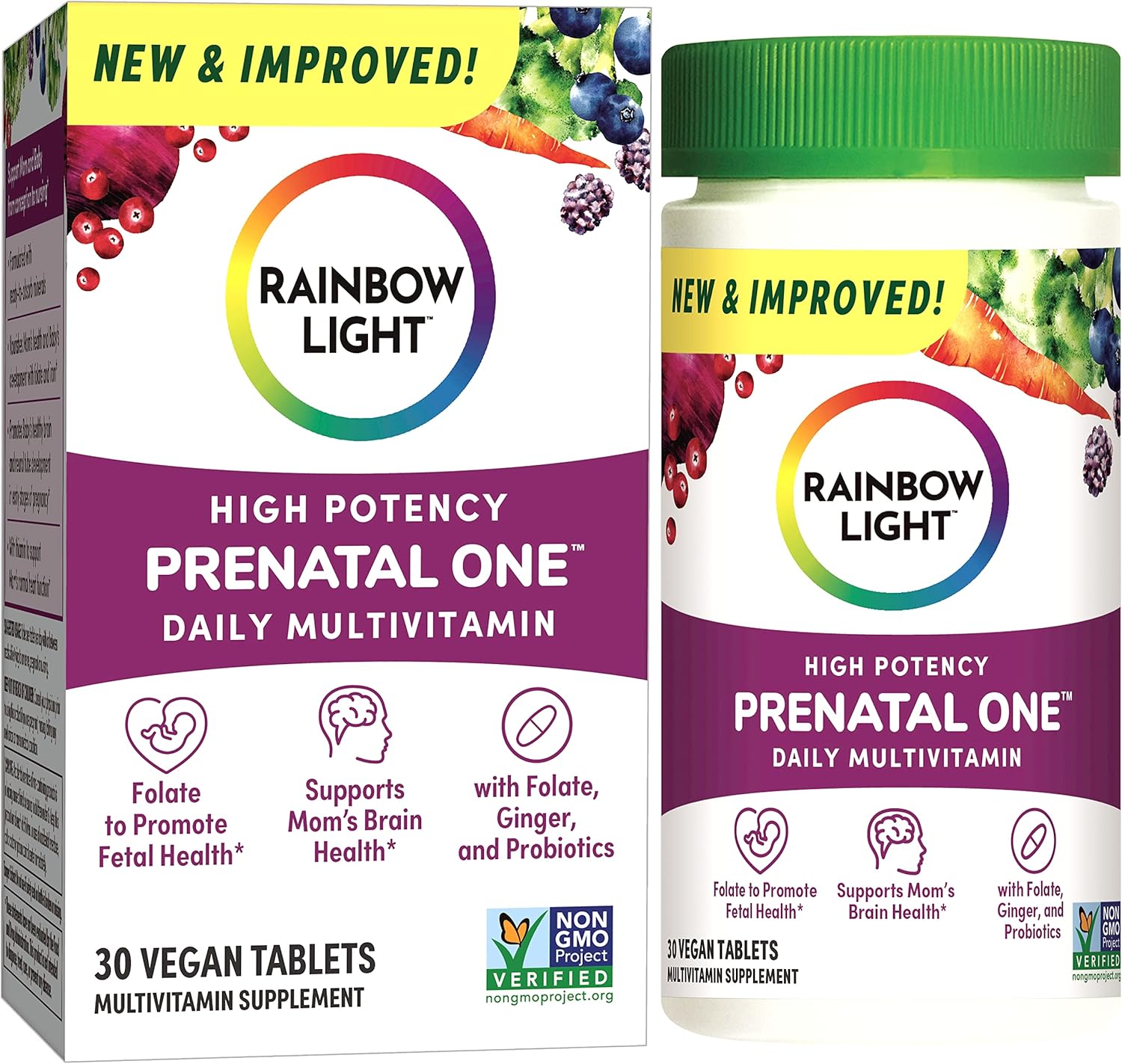 Rainbow Light Prenatal Health Multivitamin for Mom and Baby's Development - High-Potency, Vegan, 30 Count