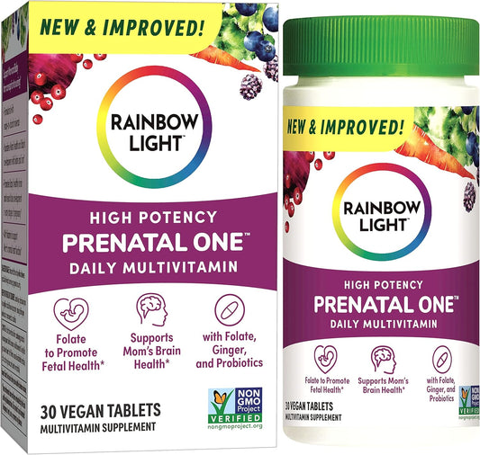 Rainbow Light Prenatal Health Multivitamin for Mom and Baby's Development - High-Potency, Vegan, 30 Count