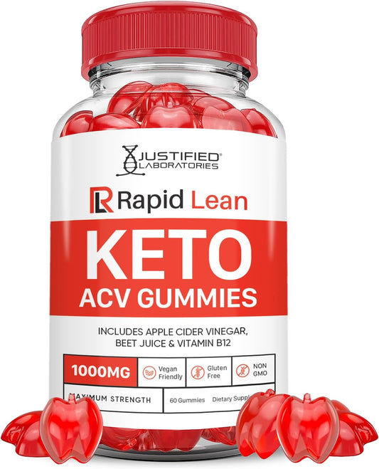 Rapid Lean Keto ACV Gummies with Pomegranate Beet Juice and B12 - 1000MG Advanced Formula - 60 Vegan Non GMO Gummys